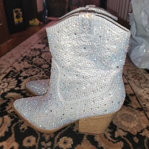 Sparkling Silver Ankle Boots